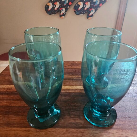 cristar aqua blue rare set of four goblets or glasses great condition - Picture 1 of 7